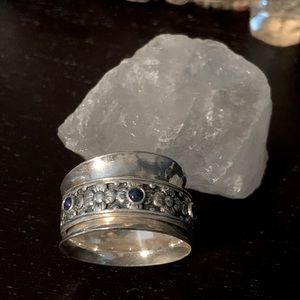 Or Paz Sterling Gemstone Floral Spinner Ring